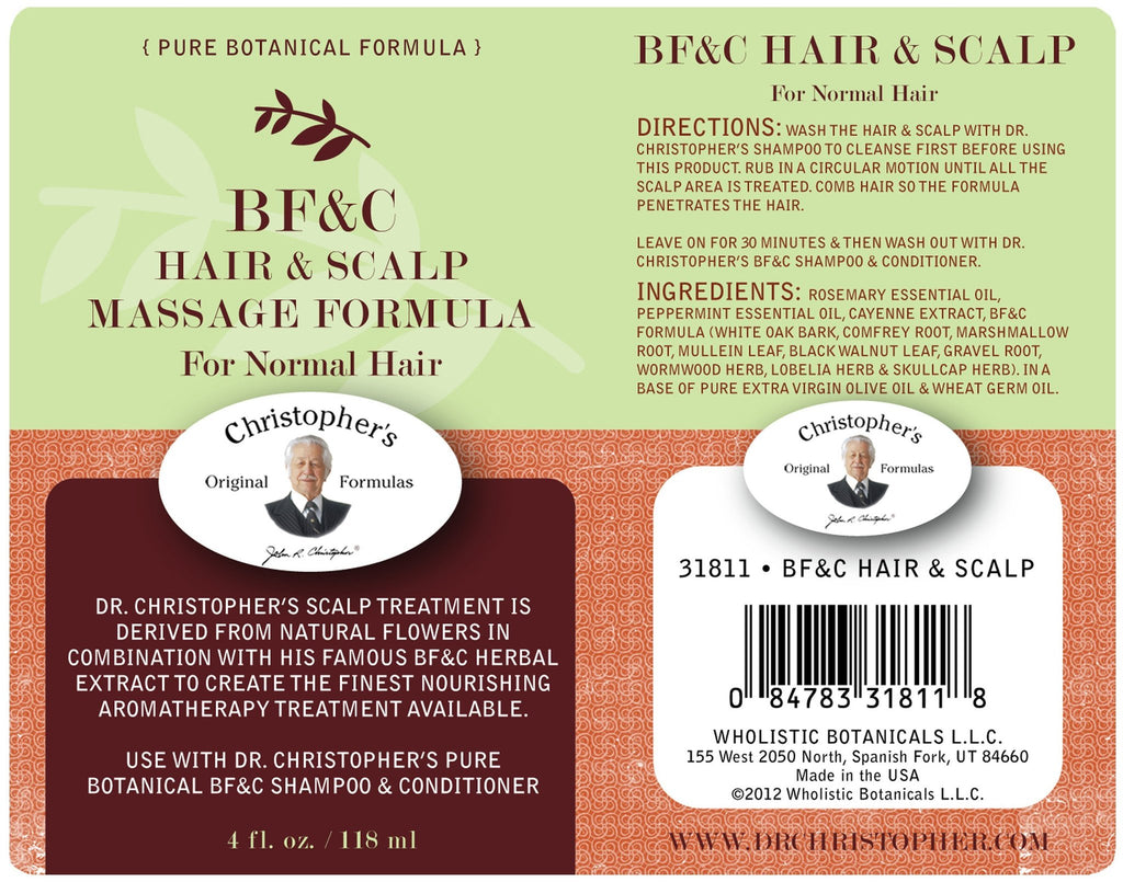 BF&C Hair & Scalp Massage Oil 4 oz. - Christopher's Herb Shop