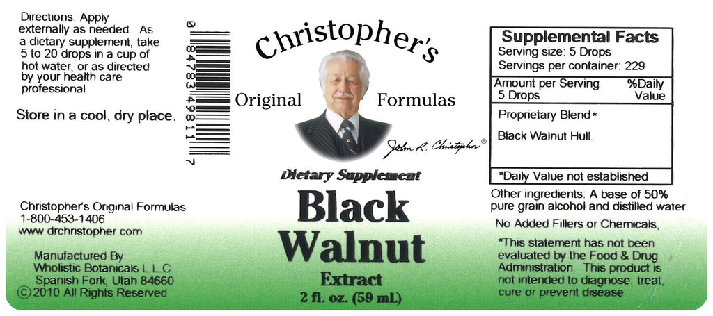 Black Walnut Hull - Alcohol Extract 2 oz. - Christopher's Herb Shop