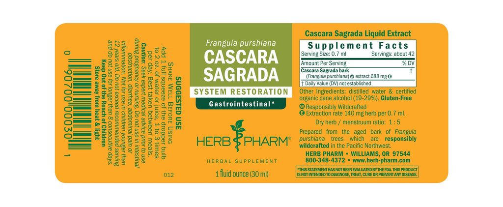 Herb Pharm® Cascara Sagrada - 1 oz - Christopher's Herb Shop