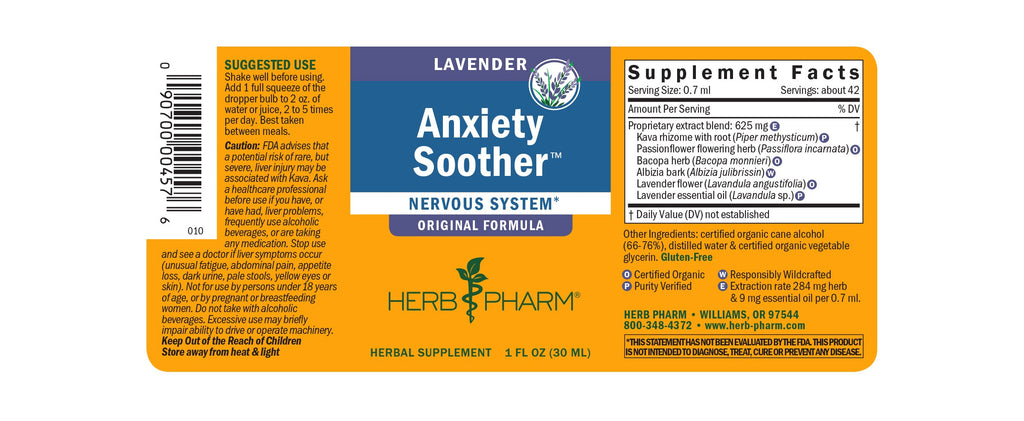 Herb Pharm® Anxiety Soother™: Original Lavender - Christopher's Herb Shop
