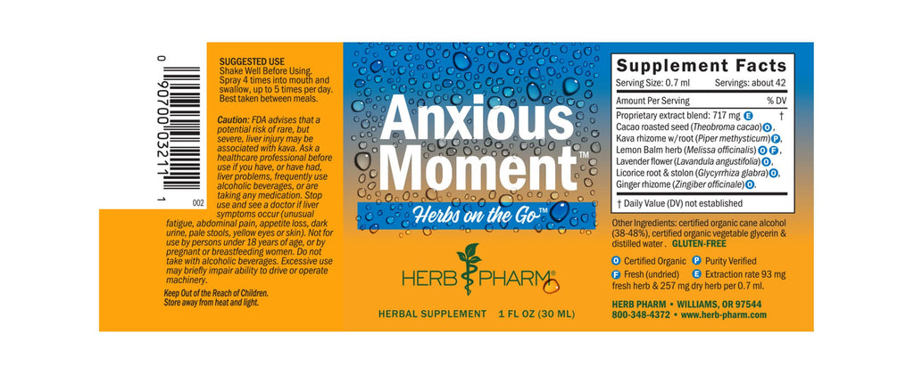 Herb Pharm® Herbs on the Go:  Anxious Moment™ - 1 oz - Christopher's Herb Shop