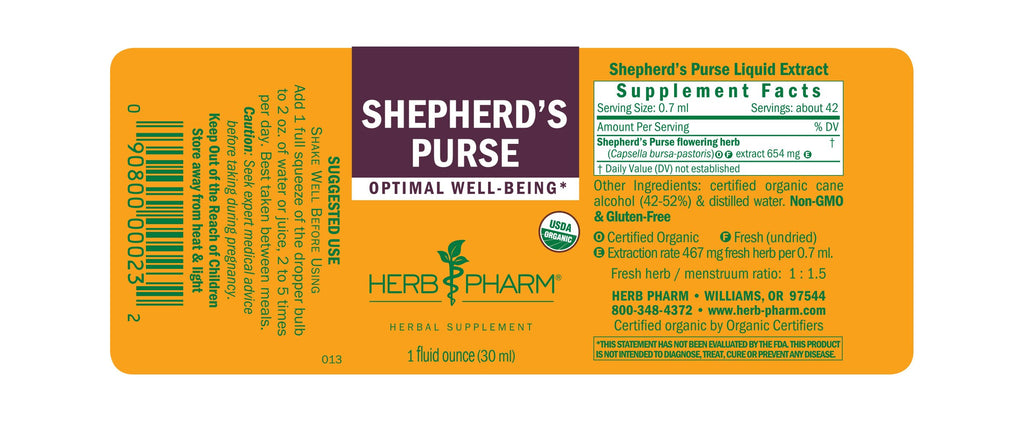 Herb Pharm® Shepherd’s Purse - 1 oz - Christopher's Herb Shop