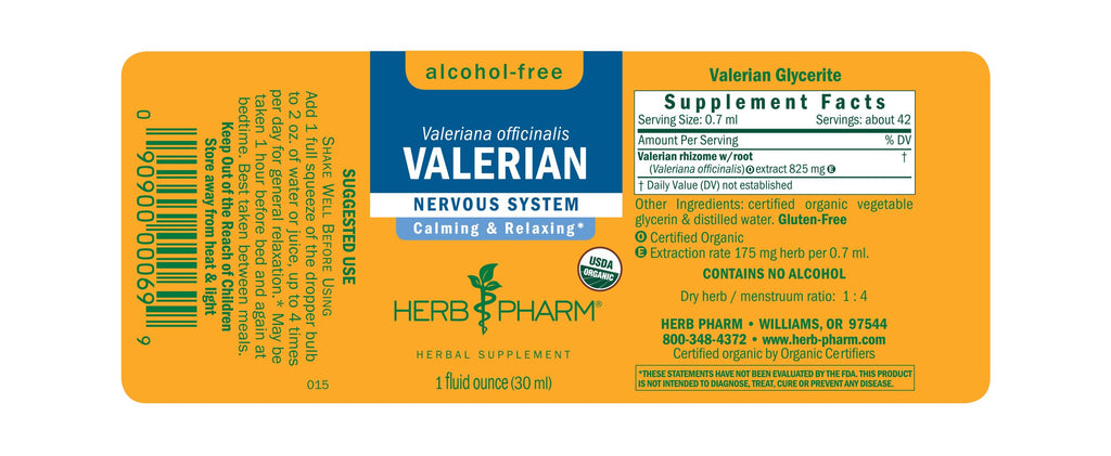 Herb Pharm® Valerian, Alcohol-Free - 1 oz - Christopher's Herb Shop