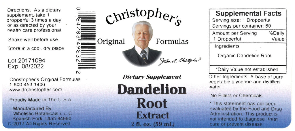 Dandelion Root - Glycerine Extract 2 oz. - Christopher's Herb Shop