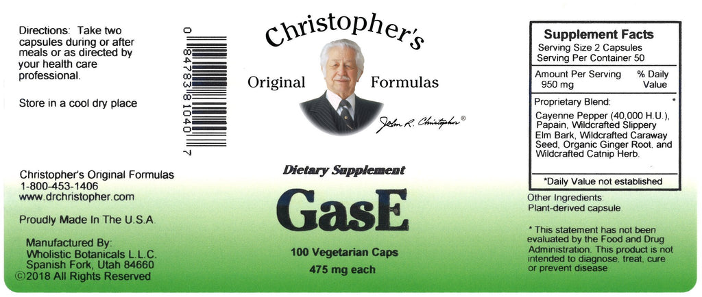GasE - 100 Capsules - Christopher's Herb Shop