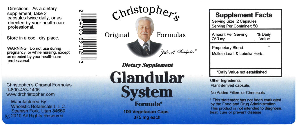 Glandular System - 100 Capsules - Christopher's Herb Shop