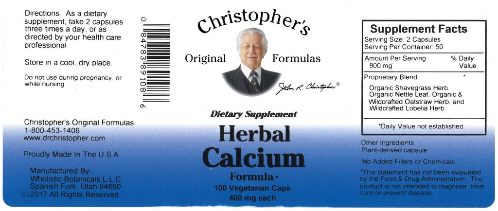 Herbal Calcium Formula - 100 Capsules - Christopher's Herb Shop