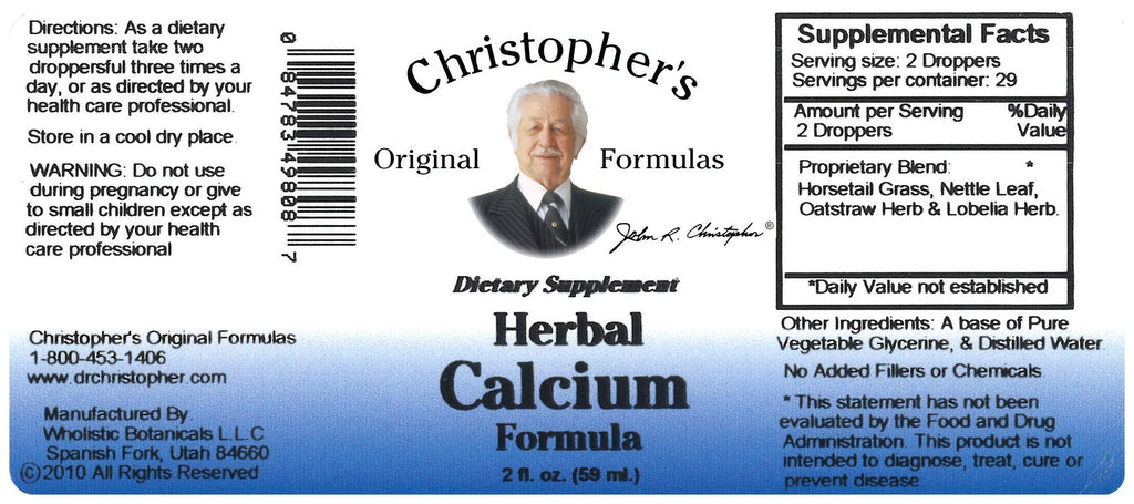 Herbal Calcium Formula - 2 oz. Glycerine Extract - Christopher's Herb Shop