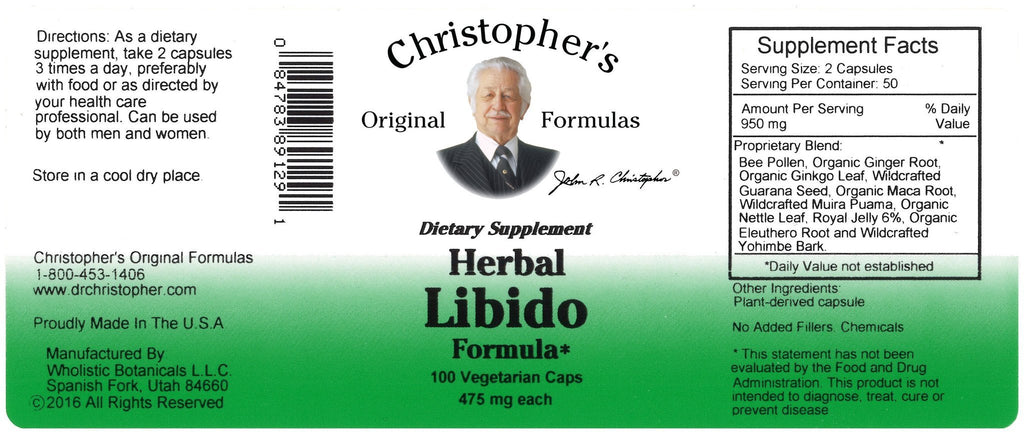 Herbal Libido - 100 Capsules - Christopher's Herb Shop