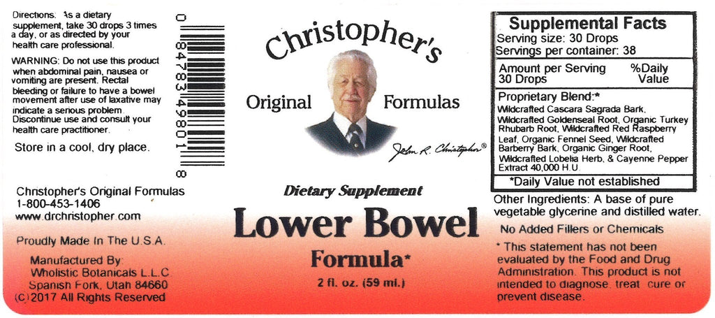 Lower Bowel Formula -  2 oz. Glycerine Extract - Christopher's Herb Shop