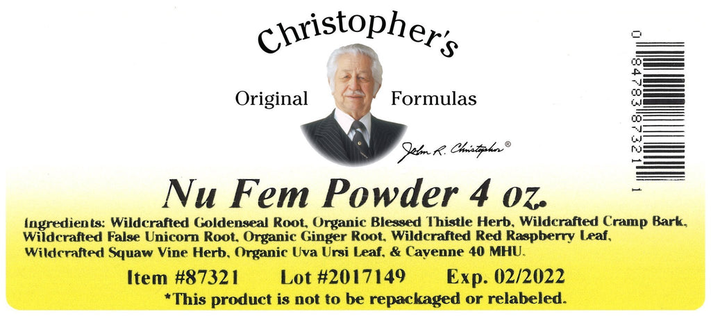 Nu Fem (Female Reproductive Formula) - Bulk 4 oz. Powder - Christopher's Herb Shop
